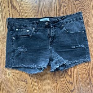 Just USA Distressed Ripped Black Jean Shorts